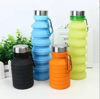 18 Oz Collapsible BPA Free Silicone Water Bottle
